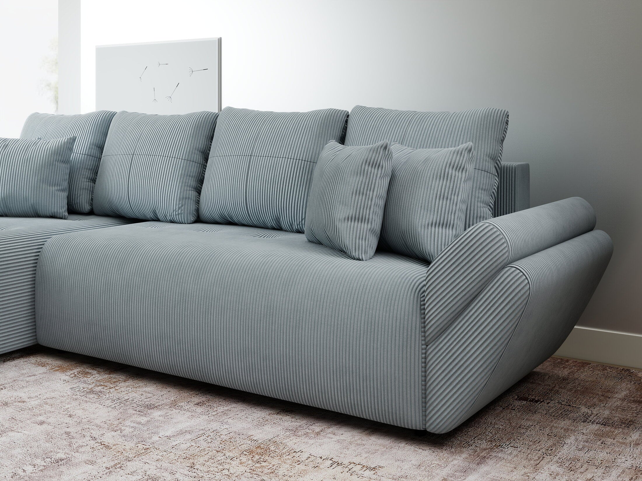 Colțar extensibil dumonde cu ladă de depozitare Berlin XL Zoom Grey 350x185 cm