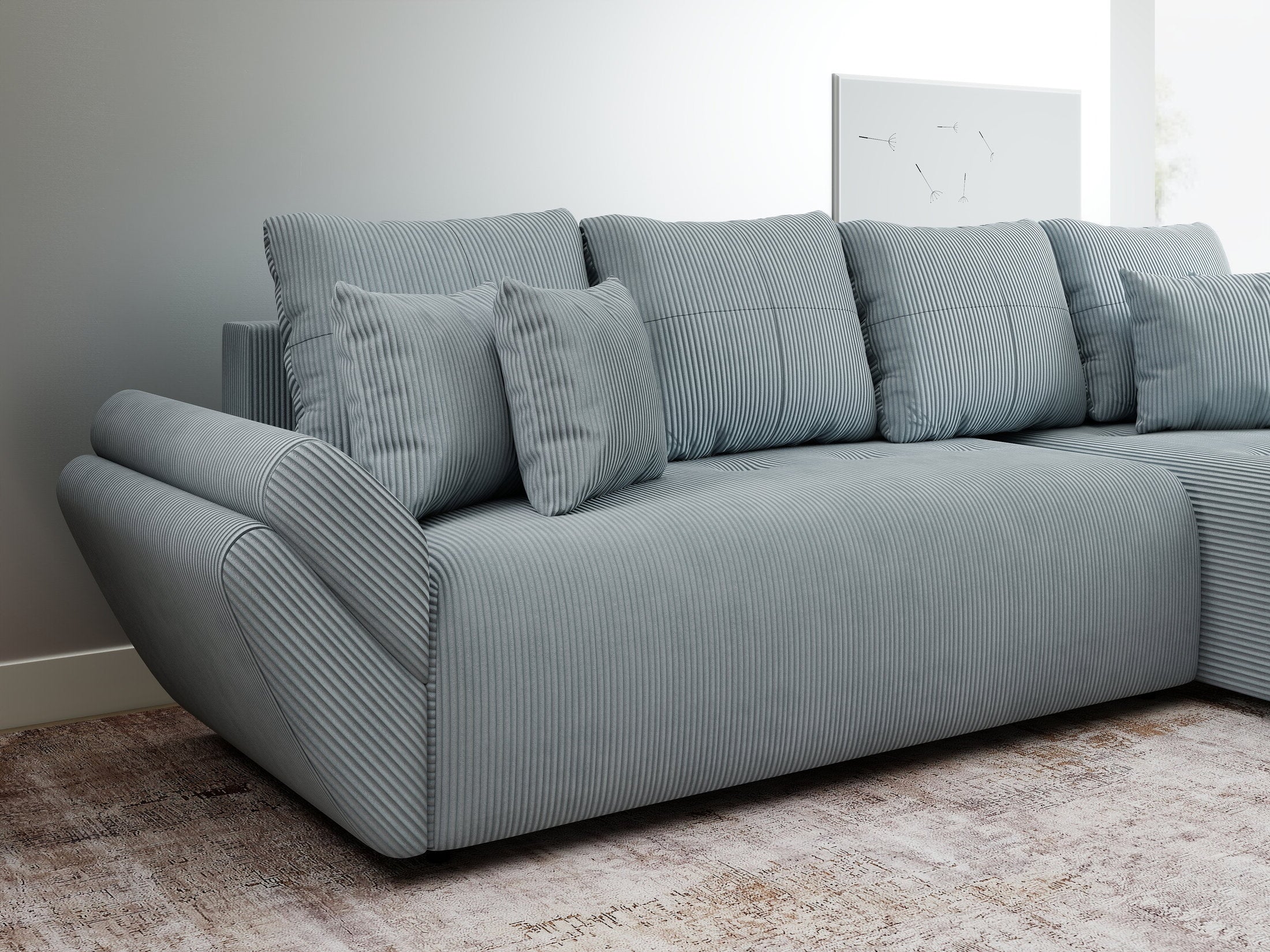 Colțar extensibil dumonde cu ladă de depozitare Berlin XL Zoom Grey II 350x185 cm