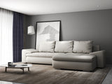 Colțar extensibil dumonde cu ladă de depozitare si sezut confortabil din spuma HR, Leonardo Enjoy Bej 255x193 cm II