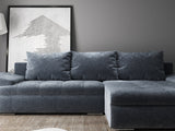 Colțar extensibil dumonde cu ladă de depozitare si sezut confortabil din spuma HR, Leonardo Euphoria Gri Grafit 255x193 cm II