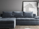 Colțar extensibil dumonde cu ladă de depozitare si sezut confortabil din spuma HR, Leonardo Euphoria Gri Grafit 255x193 cm