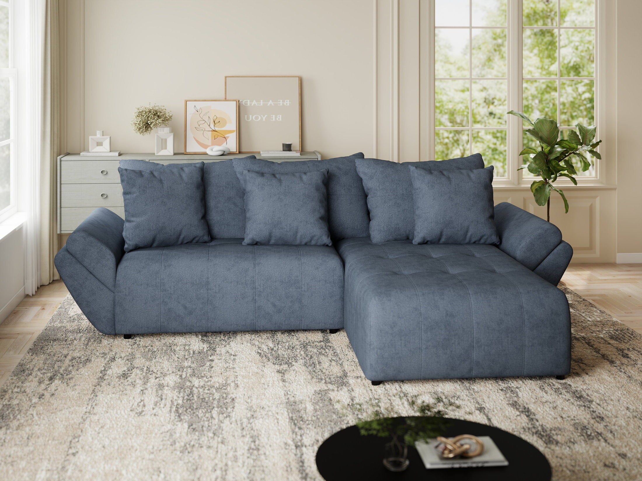 Colțar extensibil dumonde cu ladă de depozitare si sezut confortabil din spuma HR, Berlin Enjoy Antracit 280x185 cm II