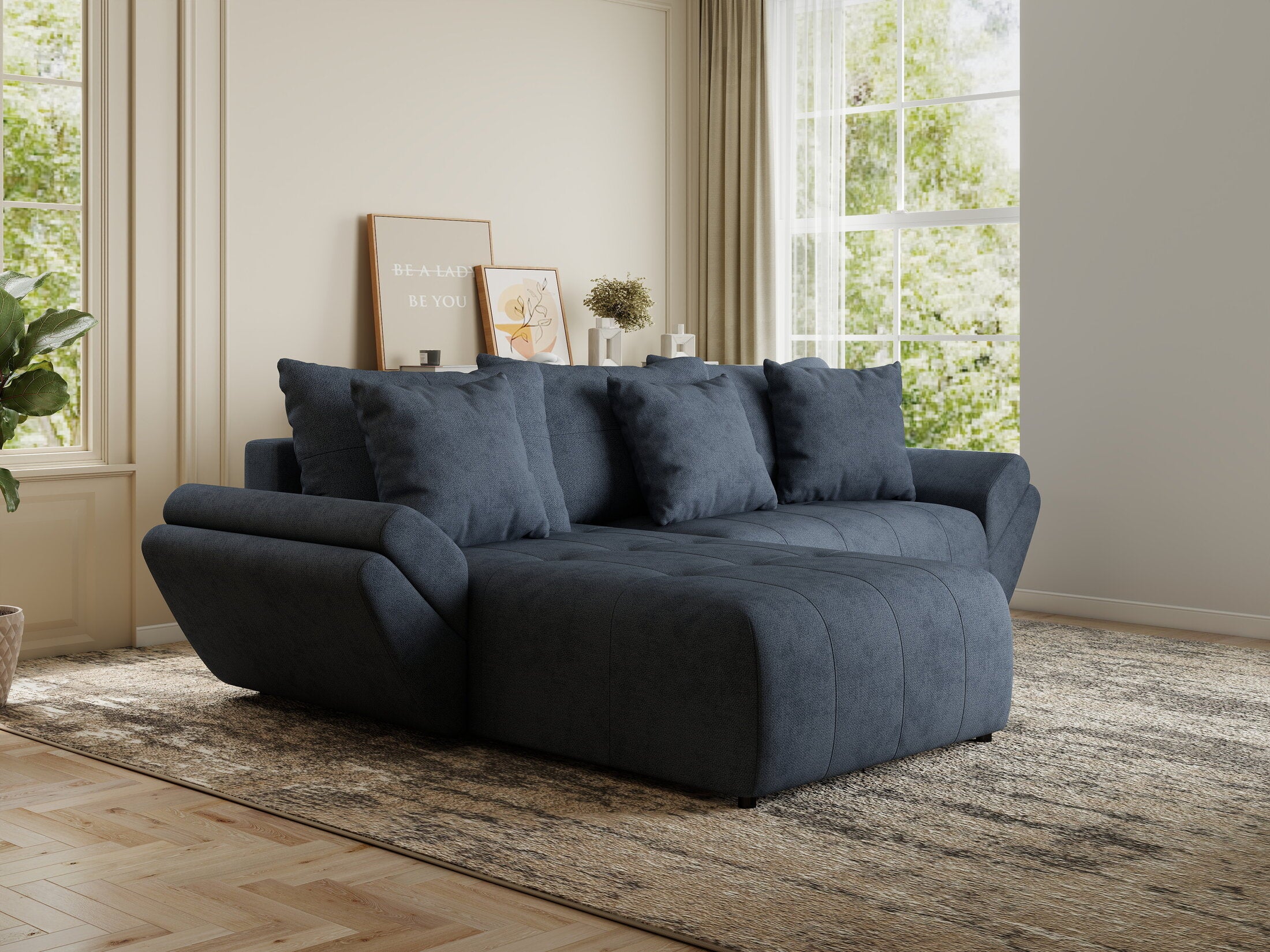 Colțar extensibil dumonde cu ladă de depozitare si sezut confortabil din spuma HR, Berlin Enjoy Antracit 280x185 cm