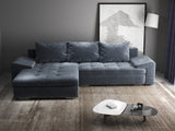 Colțar extensibil dumonde cu ladă de depozitare si sezut confortabil din spuma HR, Leonardo Euphoria Gri Grafit 255x193 cm