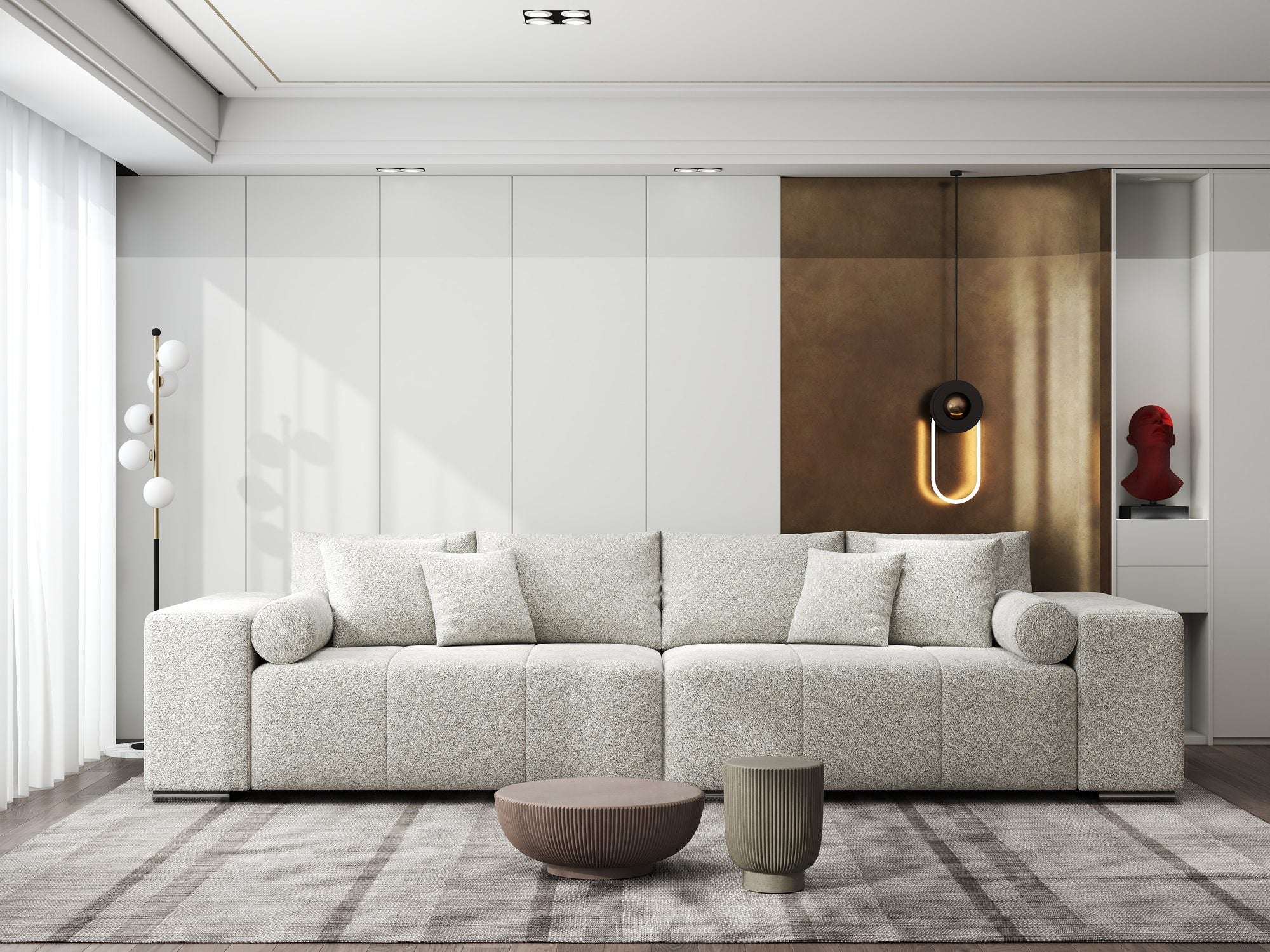 Canapea extensibilă dumonde cu ladă de depozitare si sezut confortabil din spuma high-density, Marbela XXL Arena Bej 2 290x100 cm