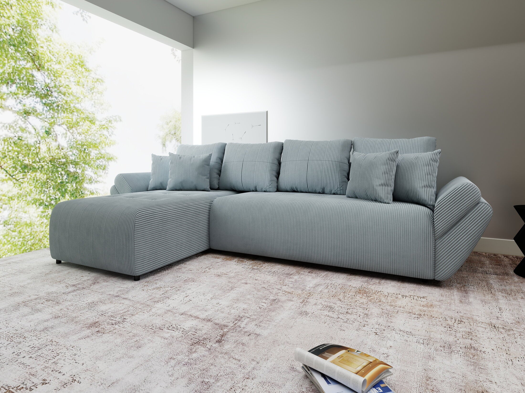 Colțar extensibil dumonde cu ladă de depozitare Berlin XL Zoom Grey 350x185 cm