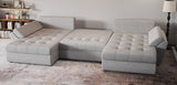 Colțar extensibil dumonde cu ladă de depozitare si sezut confortabil din spuma HR, Loana U Gri Euphoria 355x185 cm Fabrica