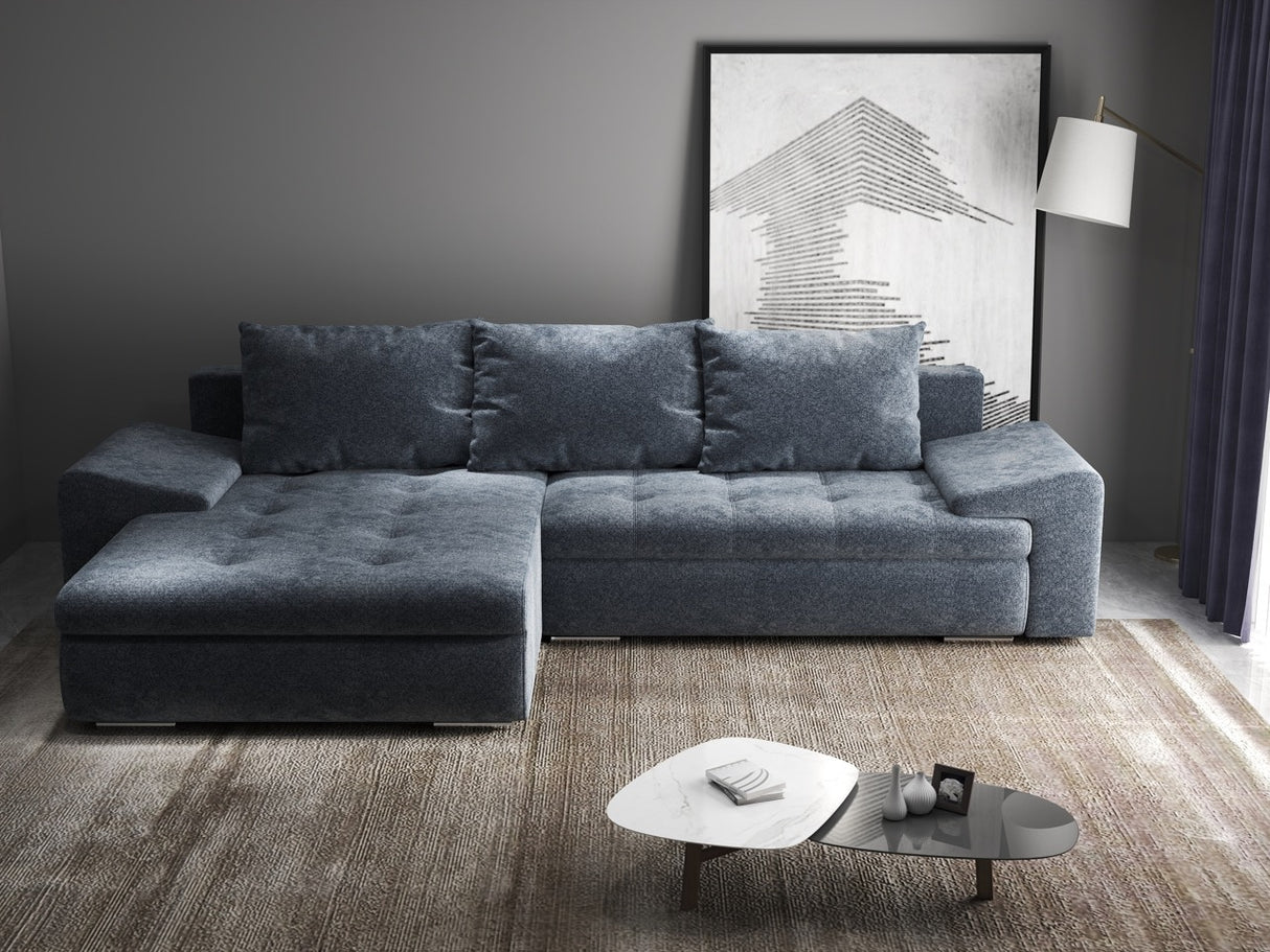 Colțar extensibil dumonde cu ladă de depozitare si sezut confortabil din spuma HR, Leonardo Euphoria Gri Grafit 255x193 cm