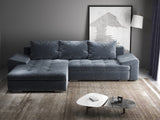Colțar extensibil dumonde cu ladă de depozitare si sezut confortabil din spuma HR, Leonardo Euphoria Gri Grafit 255x193 cm