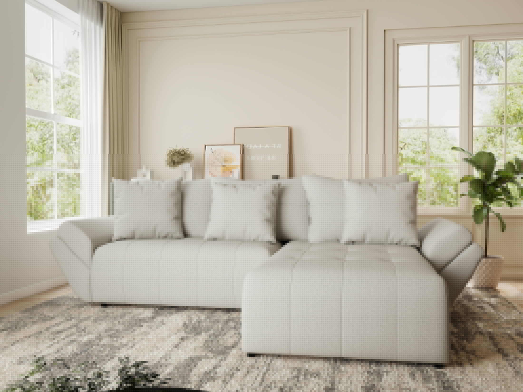 Colțar extensibil dumonde cu ladă de depozitare si sezut confortabil din spuma HR, Berlin Enjoy Bej 280x185 cm II