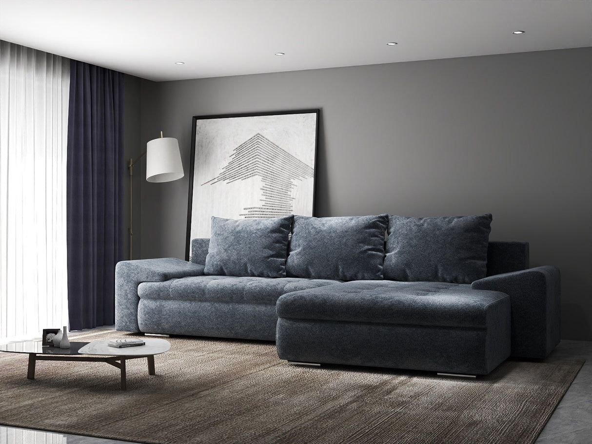 Colțar extensibil dumonde cu ladă de depozitare si sezut confortabil din spuma HR, Leonardo Euphoria Gri Grafit 255x193 cm II