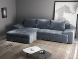 Colțar extensibil dumonde cu ladă de depozitare si sezut confortabil din spuma HR, Leonardo Euphoria Gri Grafit 255x193 cm