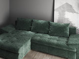 Colțar extensibil dumonde cu ladă de depozitare si sezut confortabil din spuma HR, Leonardo Euphoria Verde 255x193 cm