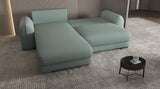 Colțar extensibil dumonde cu ladă de depozitare si sezut confortabil din spuma HR, Denver Enjoy Verde Mint 275x185 cm Fabrica