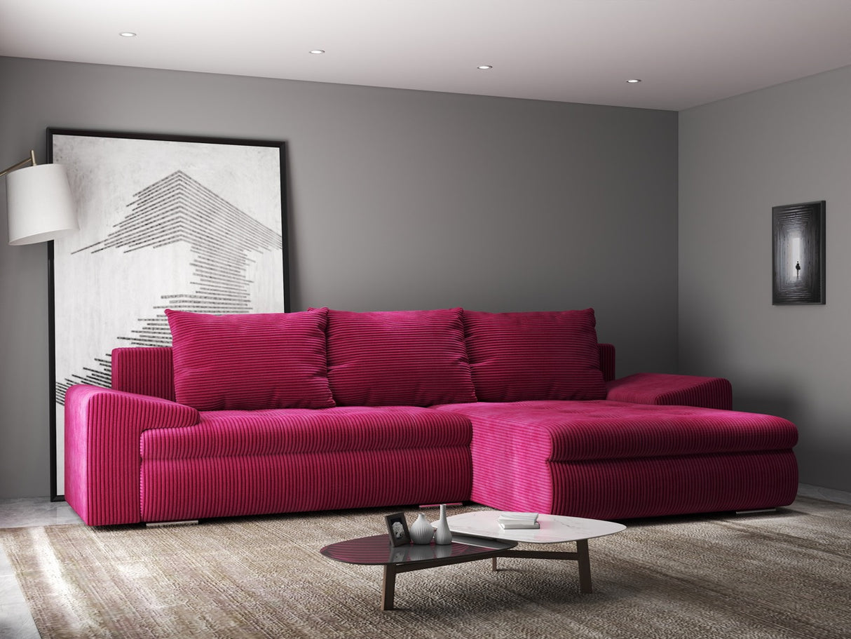 Colțar extensibil dumonde cu ladă de depozitare si sezut confortabil din spuma HR, Leonardo Zoom Rosu 255x193 cm II