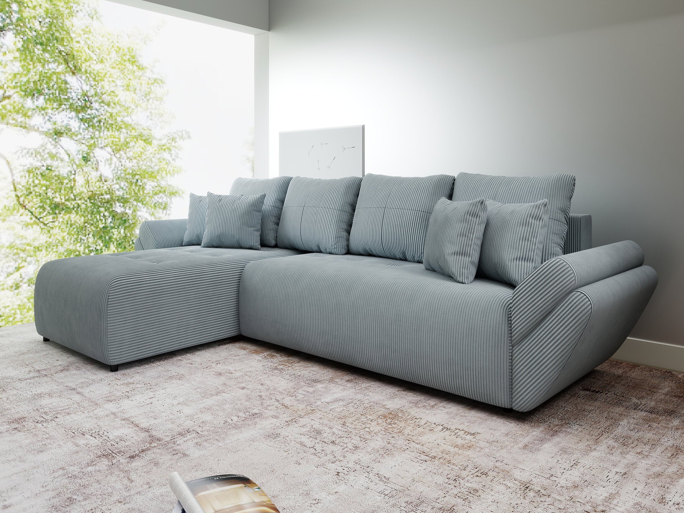 Colțar extensibil dumonde cu ladă de depozitare Berlin XL Zoom Grey 350x185 cm