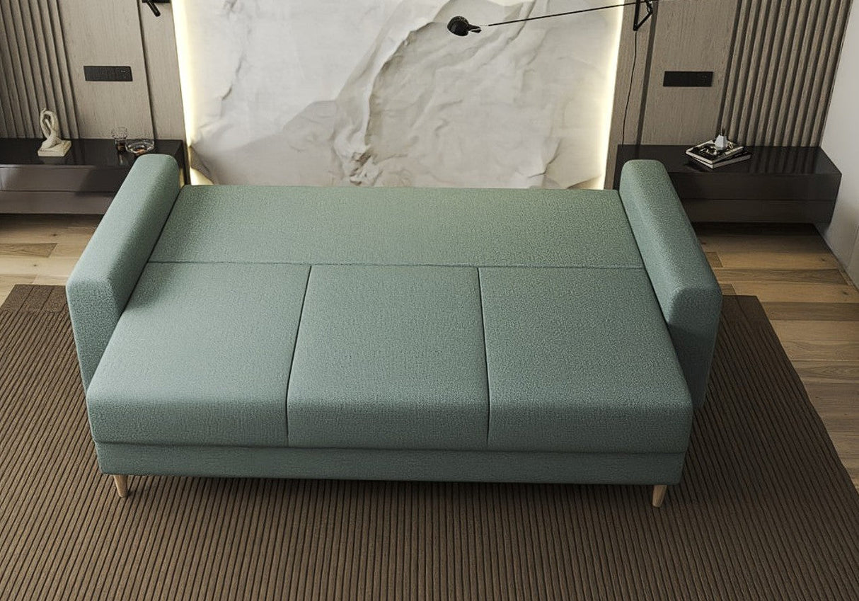 Canapea extensibilă dumonde cu ladă de depozitare si sezut confortabil din spuma HR, Kronos Enjoy Verde Mint 210x100 cm fabrica
