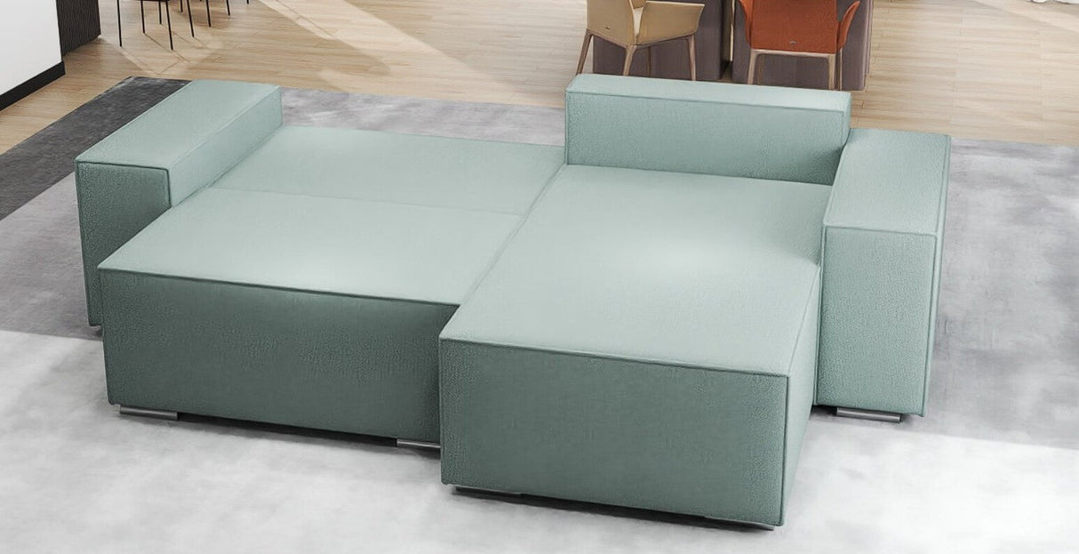 Colțar extensibil dumonde cu ladă de depozitare si sezut confortabil din spuma HR, Dream Enjoy Verde Mint 290x185 cm II Fabrica