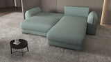 Colțar extensibil dumonde cu ladă de depozitare si sezut confortabil din spuma HR, Denver Enjoy Verde Mint 275x185 cm II Fabrica