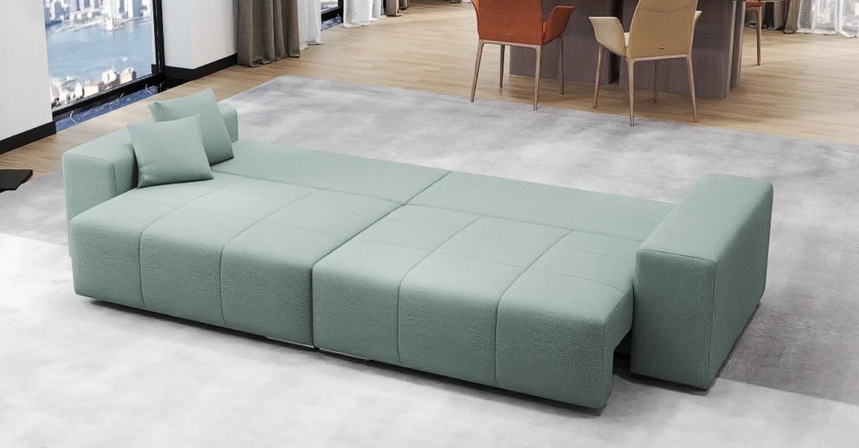 Canapea extensibilă dumonde cu ladă de depozitare si sezut confortabil din spuma HR, Marbela Enjoy Lux Mint XXL 295x100 cm fabrica