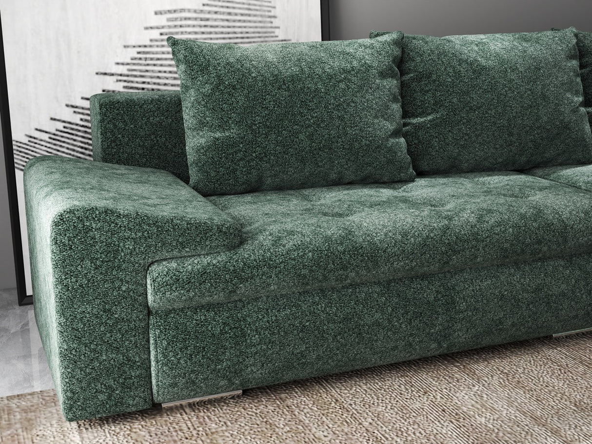 Colțar extensibil dumonde cu ladă de depozitare si sezut confortabil din spuma HR, Leonardo Euphoria Verde 255x193 cm II