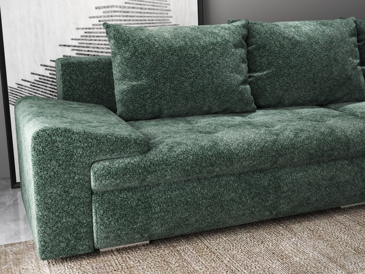 Colțar extensibil dumonde cu ladă de depozitare si sezut confortabil din spuma HR, Leonardo Euphoria Verde 255x193 cm II Fabrica