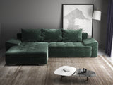Colțar extensibil dumonde cu ladă de depozitare si sezut confortabil din spuma HR, Leonardo Euphoria Verde 255x193 cm