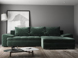 Colțar extensibil dumonde cu ladă de depozitare si sezut confortabil din spuma HR, Leonardo Euphoria Verde 255x193 cm II