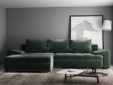 Colțar extensibil dumonde cu ladă de depozitare si sezut confortabil din spuma HR, Leonardo Euphoria Verde 255x193 cm