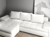 Colțar extensibil dumonde cu ladă de depozitare si sezut confortabil din spuma HR, Leonardo Euphoria Alb 255x193 cm