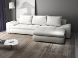 Colțar extensibil dumonde cu ladă de depozitare si sezut confortabil din spuma HR, Leonardo Euphoria Alb 255x193 cm II