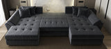 Colțar extensibil dumonde cu ladă de depozitare si sezut confortabil din spuma HR, Loana U Gri Ambience 355x185 cm Fabrica