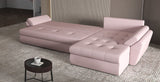 Colțar extensibil dumonde cu ladă de depozitare si sezut confortabil din spuma HR, Loana XL Enjoy Roz 335x185 cm Fabrica