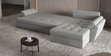 Colțar extensibil dumonde cu ladă de depozitare si sezut confortabil din spuma HR, Loana XL Royal Gri 335x185 cm Fabrica