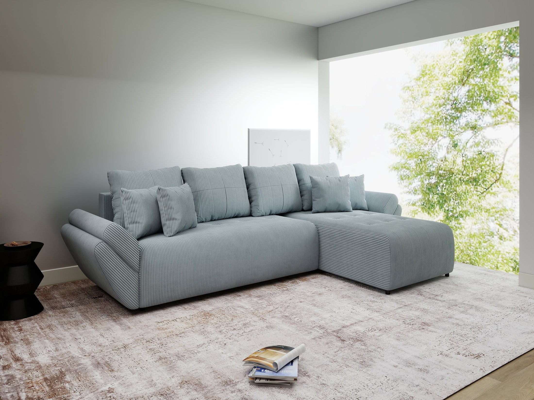 Colțar extensibil dumonde cu ladă de depozitare Berlin XL Zoom Grey II 350x185 cm