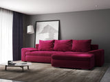 Colțar extensibil dumonde cu ladă de depozitare si sezut confortabil din spuma HR, Leonardo Zoom Rosu 255x193 cm II