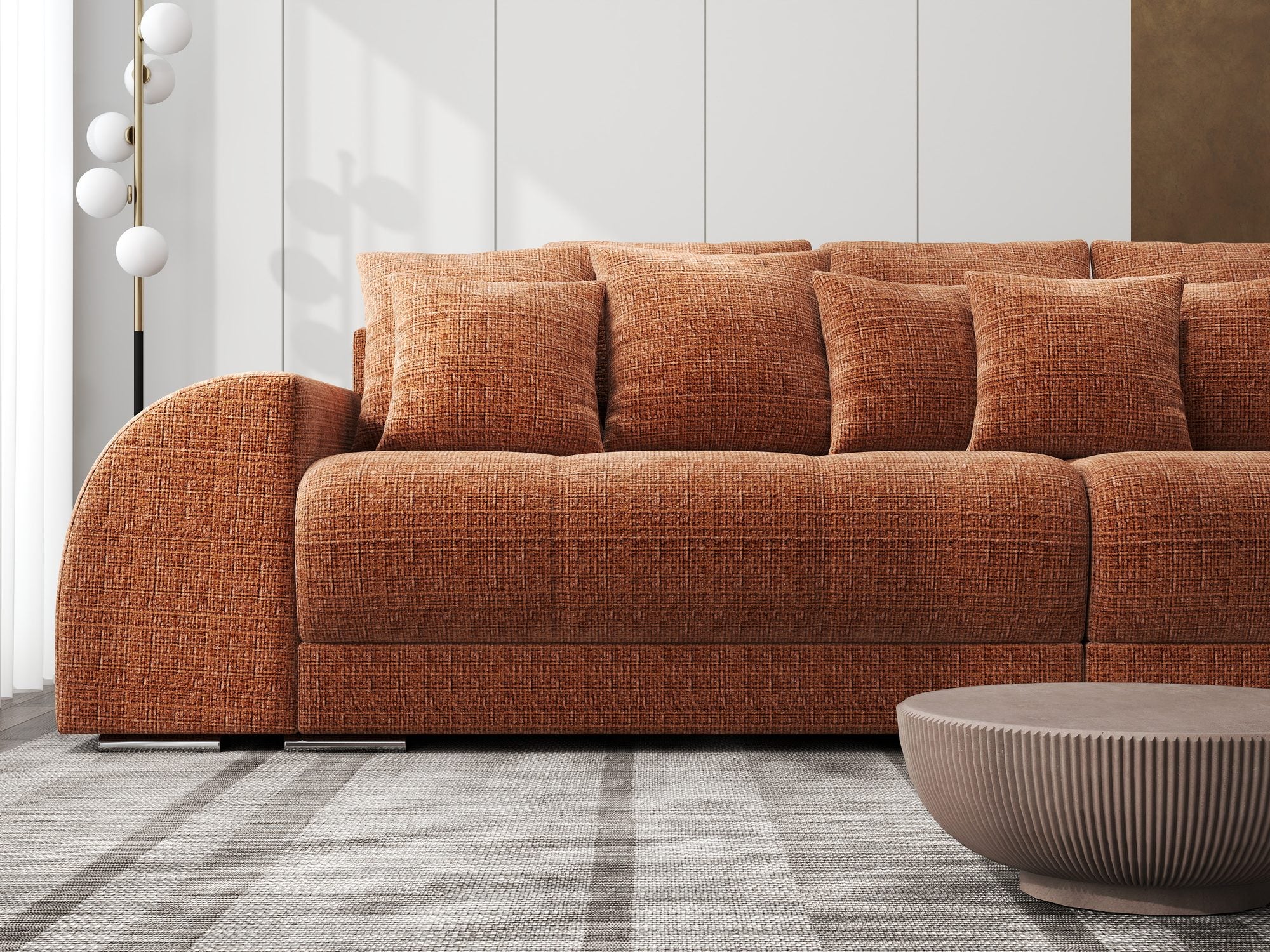 Canapea extensibilă dumonde cu 2 lăzi de depozitare si sezut confortabil din spuma high-density, Verona Cremona Teracota 52 310x100 cm