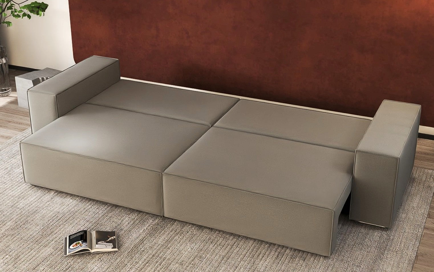 Canapea extensibilă dumonde cu ladă de depozitare si sezut confortabil din spuma HR, Dream Royal Gri 310x100 cm Fabrica