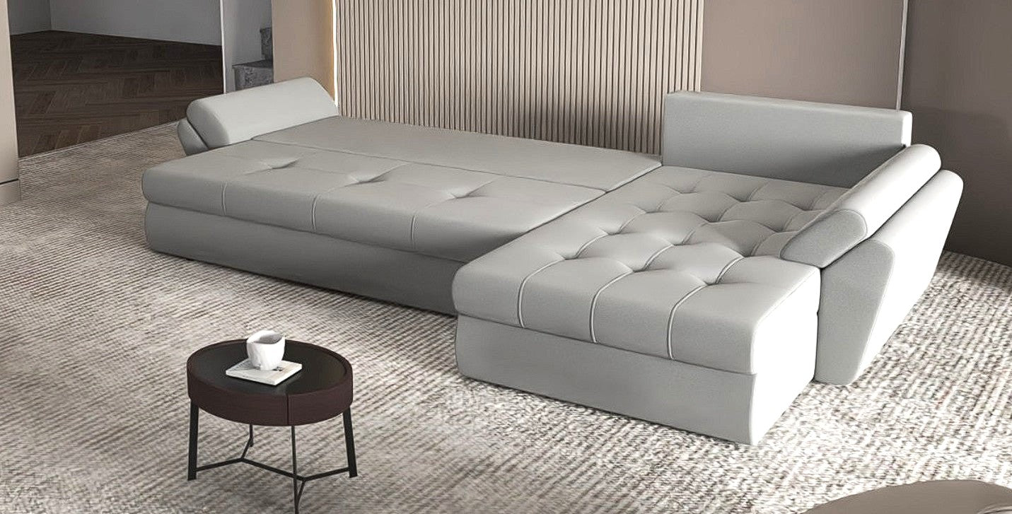 Colțar extensibil dumonde cu ladă de depozitare si sezut confortabil din spuma HR, Loana XL Royal Antracit 335x185 cm