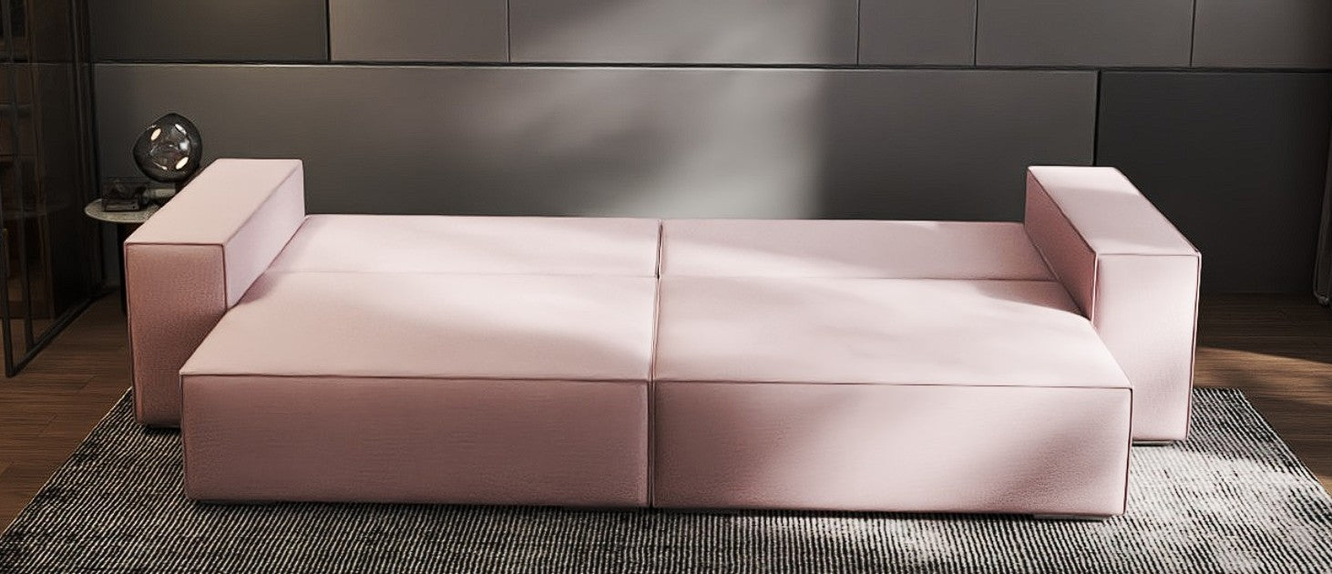 Canapea extensibilă dumonde cu ladă de depozitare si sezut confortabil din spuma HR, Dream Enjoy Flamingo 310x100 cm Fabrica