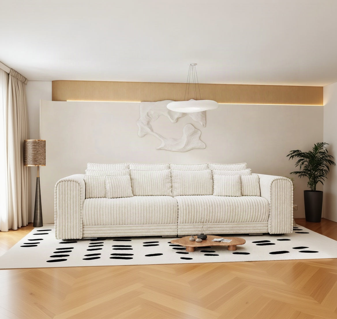 Canapea extensibilă dumonde cu ladă de depozitare Monaco XXL Tilia Crem 290x120 cm