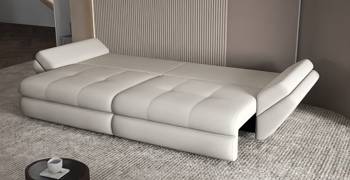Canapea extensibilă dumonde cu ladă de depozitare si sezut confortabil din spuma HR, Loana Enjoy Bej 300x100 cm Fabrica