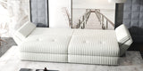 Canapea extensibilă dumonde cu ladă de depozitare si sezut confortabil din spuma HR, Loana Ambience Alb 300x100 cm Fabrica