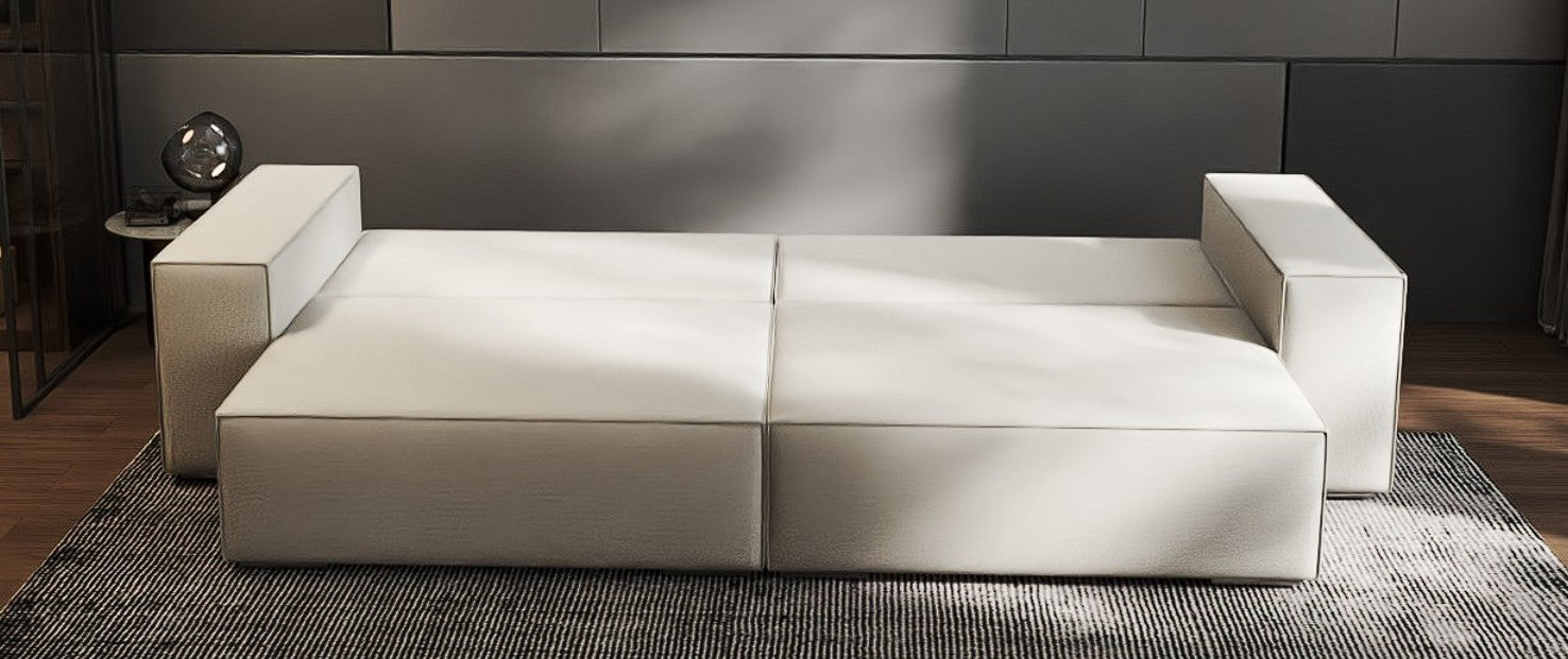 Canapea extensibilă dumonde cu ladă de depozitare si sezut confortabil din spuma HR, Dream Enjoy Bej 310x100 cm Fabrica