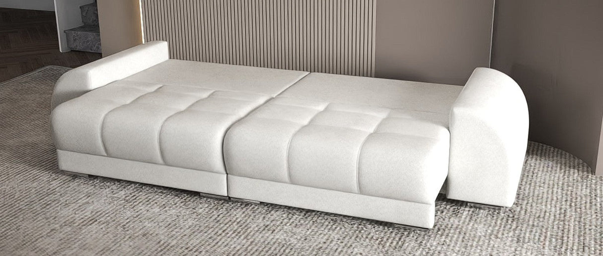 Canapea extensibilă dumonde cu 2 lăzi de depozitare si sezut confortabil din spuma HR, Verona Euphoria Ivory 310x100 cm Fabrica