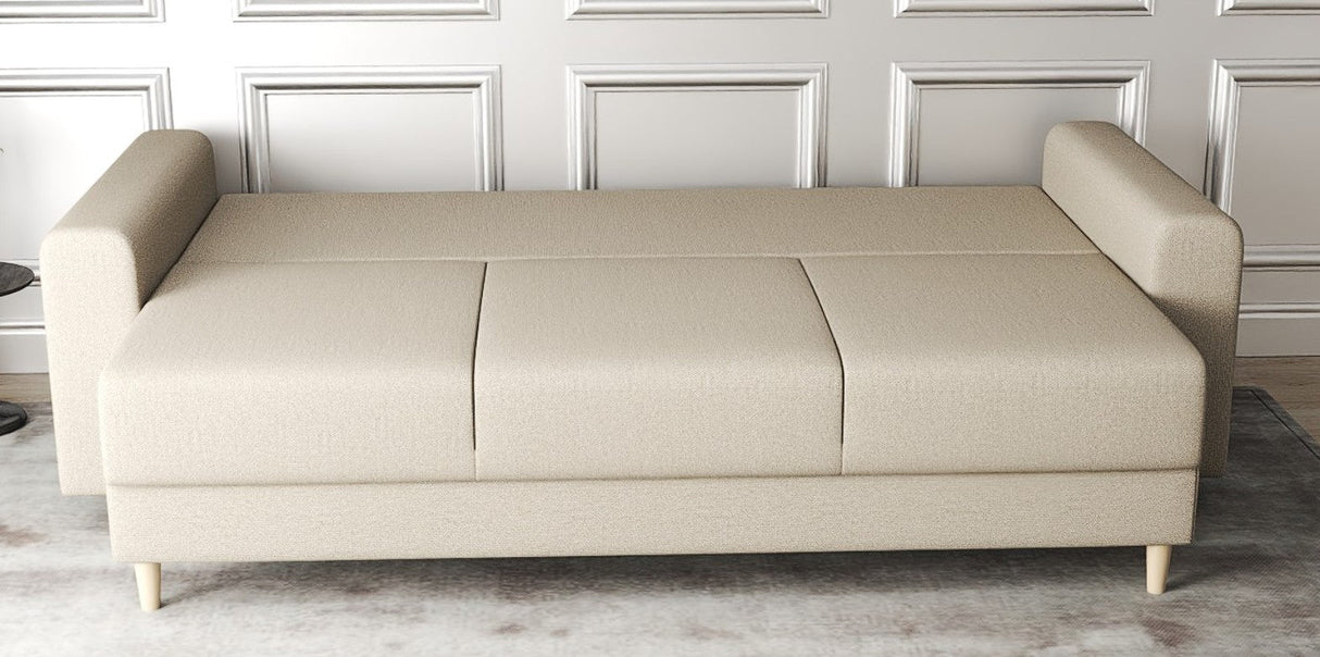 Canapea extensibilă dumonde cu ladă de depozitare si sezut confortabil din spuma HR, Kronos Enjoy Beige 210x100 cm fabrica