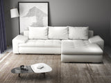 Colțar extensibil dumonde cu ladă de depozitare si sezut confortabil din spuma HR, Leonardo Euphoria Alb 255x193 cm II