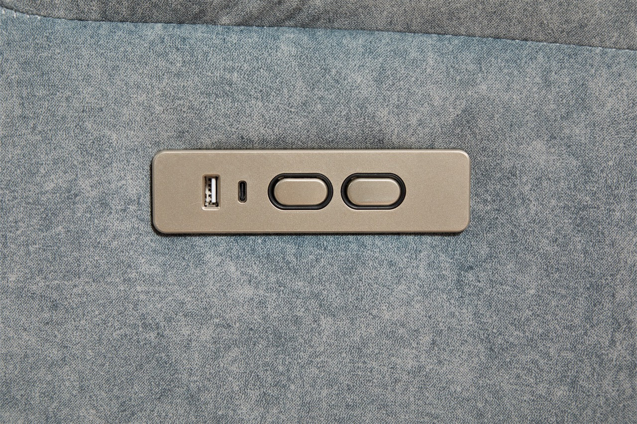 Set canapea dumonde 3+2+1, reclinere electrice, incarcare wireless, priza, masuta, suport pahare Sorren