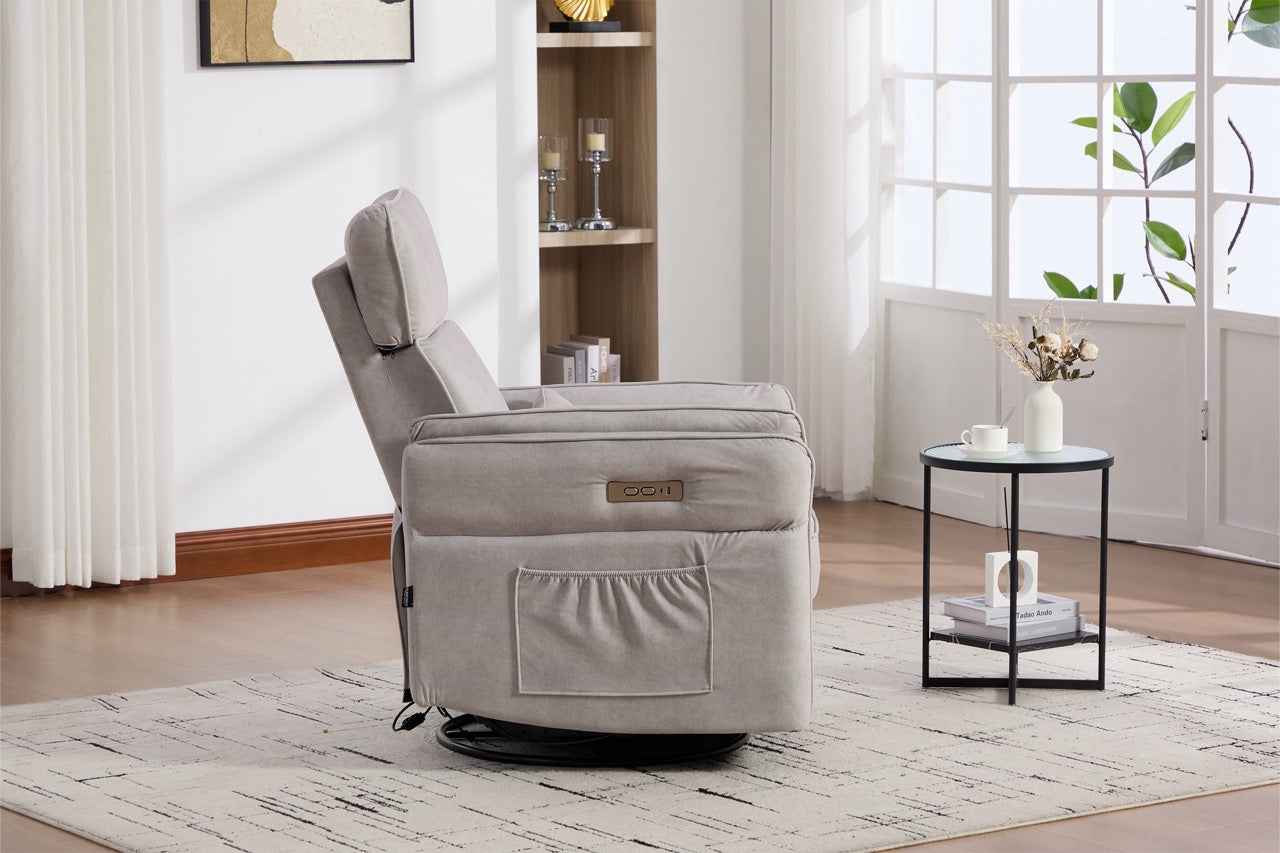 Fotoliu recliner electric dumonde cu funcție de balansare ,rotire și incarcare USB C Tavero