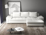 Colțar extensibil dumonde cu ladă de depozitare si sezut confortabil din spuma HR, Leonardo Euphoria Alb 255x193 cm II